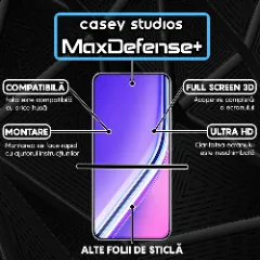 Folie Sticla CASEY STUDIOS pentru Realme P3 Pro, Full Glue, Sticla Securizata, Duritate Militara, Ultra HD, Protectie Profesionala Ecran 3D, Anti Zgarieturi, Anti Socuri, Margini negre Negru