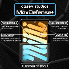 Folie Sticla CASEY STUDIOS™ pentru Apple iPad mini (2024), Full Glue, Sticla Securizata, Duritate Militara, Ultra HD, Protectie Profesionala Ecran 3D, Anti Zgarieturi, Anti Socuri, Transparenta Transparent