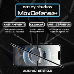 Folie Sticla iPhone 16e Casey Studios Full Screen 9H + Kit de Instalare Cadou,  Full Glue, Sticla Securizata, Duritate Militara, Ultra HD, Protectie Profesionala Ecran 3D, Anti Zgarieturi, Anti Socuri, Margini Negre Negru
