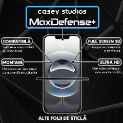 Folie Sticla iPhone 16e Casey Studios Full Screen 9H + Kit de Instalare Cadou,  Full Glue, Sticla Securizata, Duritate Militara, Ultra HD, Protectie Profesionala Ecran 3D, Anti Zgarieturi, Anti Socuri, Transparent Transparent
