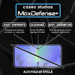 Folie Sticla CASEY STUDIOS pentru Samsung Galaxy A36, Full Glue, Sticla Securizata, Duritate Militara, Ultra HD, Protectie Profesionala Ecran 3D, Anti Zgarieturi, Anti Socuri, Margini negre Negru