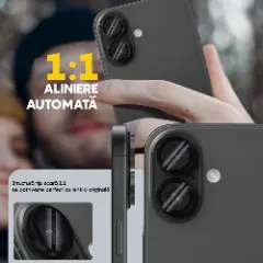 Protectie Camera pentru Apple iPhone 16 / Apple iPhone 16 Plus, CASEY STUDIOS™ MaxDefense+, Ultra HD, Protectie Profesionala Camere 3D, Anti Amprente, Anti Zgarieturi, Anti Socuri Negru