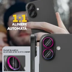 Protectie Camera pentru Apple iPhone 16 / Apple iPhone 16 Plus, CASEY STUDIOS™ MaxDefense+, Ultra HD, Protectie Profesionala Camere 3D, Anti Amprente, Anti Zgarieturi, Anti Socuri Curcubeu