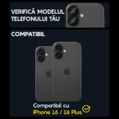 Protectie Camera pentru Apple iPhone 16 / Apple iPhone 16 Plus, CASEY STUDIOS™ MaxDefense+, Ultra HD, Protectie Profesionala Camere 3D, Anti Amprente, Anti Zgarieturi, Anti Socuri Negru