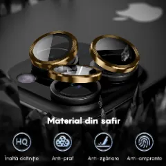 Protectie Camera pentru Apple iPhone 16 Pro / Apple iPhone 16 Pro Max, CASEY STUDIOS™ MaxDefense+, Ultra HD, Protectie Profesionala Camere 3D, Anti Amprente, Anti Zgarieturi, Anti Socuri Galben