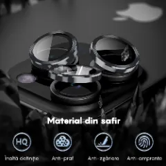 Protectie Camera pentru Apple iPhone 16 Pro / Apple iPhone 16 Pro Max, CASEY STUDIOS™ MaxDefense+, Ultra HD, Protectie Profesionala Camere 3D, Anti Amprente, Anti Zgarieturi, Anti Socuri Argintiu