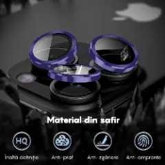 Protectie Camera pentru Apple iPhone 16 Pro / Apple iPhone 16 Pro Max, CASEY STUDIOS™ MaxDefense+, Ultra HD, Protectie Profesionala Camere 3D, Anti Amprente, Anti Zgarieturi, Anti Socuri Mov inchis