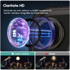 Protectie Camera pentru Apple iPhone 16 Pro / Apple iPhone 16 Pro Max, CASEY STUDIOS™ MaxDefense+, Ultra HD, Protectie Profesionala Camere 3D, Anti Amprente, Anti Zgarieturi, Anti Socuri Mov inchis