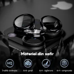 Protectie Camera pentru Apple iPhone 16 Pro / Apple iPhone 16 Pro Max, CASEY STUDIOS™ MaxDefense+, Ultra HD, Protectie Profesionala Camere 3D, Anti Amprente, Anti Zgarieturi, Anti Socuri Negru