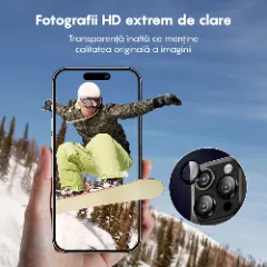 Protectie Camera pentru Apple iPhone 16 Pro / Apple iPhone 16 Pro Max, CASEY STUDIOS™ MaxDefense+, Ultra HD, Protectie Profesionala Camere 3D, Anti Amprente, Anti Zgarieturi, Anti Socuri Negru