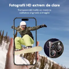 Protectie Camera pentru Apple iPhone 16 Pro / Apple iPhone 16 Pro Max, CASEY STUDIOS™ MaxDefense+, Ultra HD, Protectie Profesionala Camere 3D, Anti Amprente, Anti Zgarieturi, Anti Socuri Roz