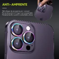 Folie Protectie Lentile Camera pentru Apple iPhone 16 Pro / Apple iPhone 16 Pro Max, CASEY STUDIOS™ MaxDefense+, Ultra HD, Protectie Profesionala Camere 3D, Anti Amprente, Anti Zgarieturi, Anti Socuri Curcubeu