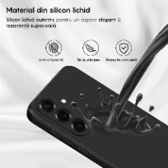 Husa CASEY STUDIOS compatibila cu Samsung Galaxy S25, Soft Silicone Premium, Microfibra in Interior, pentru Incarcare Wireless, Margini Ridicate pentru Protectia Ecranului si a Camerelor Negru