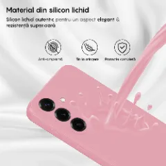 Husa CASEY STUDIOS compatibila cu Samsung Galaxy S25, Soft Silicone Premium, Microfibra in Interior, pentru Incarcare Wireless, Margini Ridicate pentru Protectia Ecranului si a Camerelor Roz