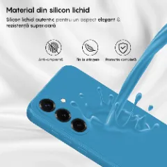 Husa CASEY STUDIOS compatibila cu Samsung Galaxy S25 Plus, Soft Silicone Premium, Microfibra in Interior, pentru Incarcare Wireless, Margini Ridicate pentru Protectia Ecranului si a Camerelor Cadet Blue