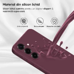 Husa CASEY STUDIOS compatibila cu Samsung Galaxy S25 Plus, Soft Silicone Premium, Microfibra in Interior, pentru Incarcare Wireless, Margini Ridicate pentru Protectia Ecranului si a Camerelor Burgundy