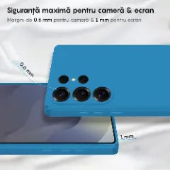 Husa CASEY STUDIOS compatibila cu Samsung Galaxy S25 Ultra, Soft Silicone Premium, Microfibra in Interior, pentru Incarcare Wireless, Margini Ridicate pentru Protectia Ecranului si a Camerelor Cadet Blue