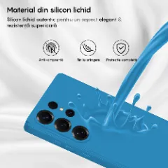 Husa CASEY STUDIOS compatibila cu Samsung Galaxy S25 Ultra, Soft Silicone Premium, Microfibra in Interior, pentru Incarcare Wireless, Margini Ridicate pentru Protectia Ecranului si a Camerelor Cadet Blue