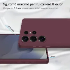 Husa CASEY STUDIOS compatibila cu Samsung Galaxy S25 Ultra, Soft Silicone Premium, Microfibra in Interior, pentru Incarcare Wireless, Margini Ridicate pentru Protectia Ecranului si a Camerelor Burgundy