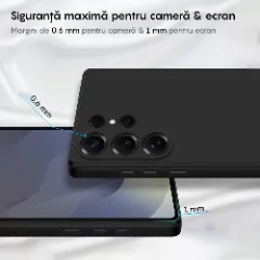 Husa CASEY STUDIOS compatibila cu Samsung Galaxy S25 Ultra, Soft Silicone Premium, Microfibra in Interior, pentru Incarcare Wireless, Margini Ridicate pentru Protectia Ecranului si a Camerelor Negru