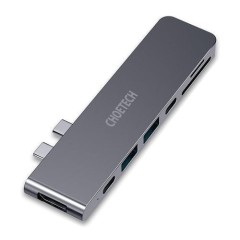 HUB Macbook Pro Type-C la HDMI, Thunderbolt 3, USB-C, 2x USB, Micro SD Choetech - Gri