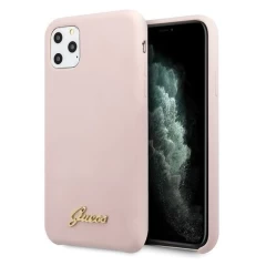 Husa iPhone 11 Pro Guess Silicone Vintage Gold Logo - Roz Roz