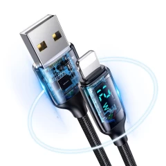 Cablu Lightning 12W, PD, Digital Display, Fast Charge, 1.2m USAMS U78 - Negru Negru
