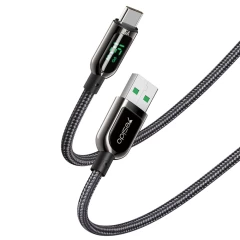 Cablu USB to Type-C, 66W, 5A, Digital Display, 1.2m Yesido CA-85 - Negru Negru