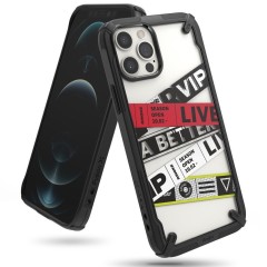Husa iPhone 12 Pro Max Ringke Fusion X Design cu TPU Bumper (Ticket band) (XDAP0025) - Negru
