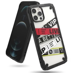 Husa iPhone 12 Pro Max Ringke Fusion X Design cu TPU Bumper (Ticket band) (XDAP0025) - Negru Negru