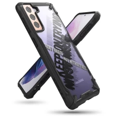 Husa Samsung Galaxy S21 Plus 5G Ringke Fusion X Design cu TPU Bumper (Cross) (XDSG0053) - Negru Negru