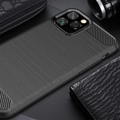 Husa iPhone 12 Pro Max Arpex Carbon Silicone - Negru Negru