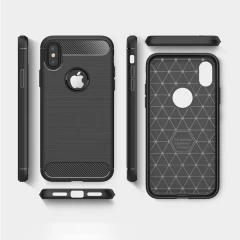 Husa iPhone X / XS / 10  Arpex Carbon Silicone - Negru Negru