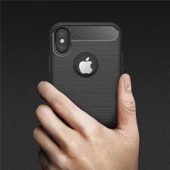 Husa iPhone X / XS / 10  Arpex Carbon Silicone - Negru Negru