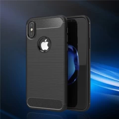 Husa iPhone X / XS / 10  Arpex Carbon Silicone - Negru Negru