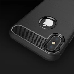 Husa iPhone X / XS / 10  Arpex Carbon Silicone - Negru Negru