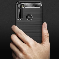 Husa Motorola One Fusion Plus Arpex Carbon Silicone - Negru Negru