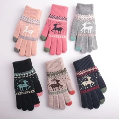 Manusi TouchScreen Arpex Raindeer Woolen ST0002 - Roz Inchis Roz Inchis