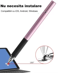 Stylus Pen Arpex, 2in1 universal, Android, iOS, aluminiu, JC02 - Roz Roz