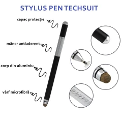 Stylus Pen Arpex, 2in1 universal, Android, iOS, aluminiu, JC03 - Alb Alb