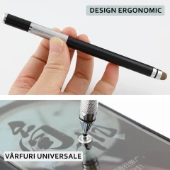 Stylus Pen Arpex, 2in1 universal, Android, iOS, aluminiu, JC03 - Alb Alb