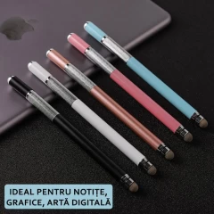 Stylus Pen Arpex, 2in1 universal, Android, iOS, aluminiu, JC03 - Alb Alb