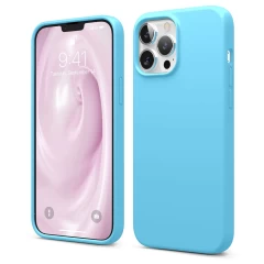 Husa iPhone 13 Pro Max Casey Studios Premium Soft Silicone - Nectarine Acid Blue 