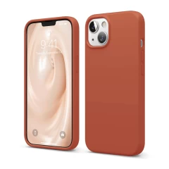 Husa iPhone 13 Casey Studios Premium Soft Silicone Orange Red 
