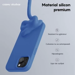 Husa iPhone 13 Casey Studios Premium Soft Silicone Cadet Blue