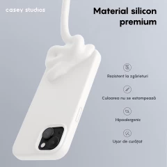 Husa iPhone 13 Mini Casey Studios Premium Soft Silicone - Alb Alb