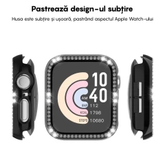 Carcasa Apple Watch 7/8 - 41MM Casey Studios Diamond - Negru Negru