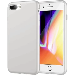 Husa iPhone 7 Plus/8 Plus Casey Studios Premium Soft Silicone - Light Gray Alb 