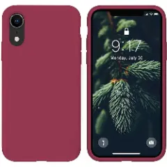 Husa CASEY STUDIOS™ pentru iPhone XR, Soft Silicone Premium, Microfibra in Interior, de Protectie, Ultra Slim, pentru Incarcare Wireless, Margini Ridicate pentru Protectia Ecranului si a Camerelor Burgundy 