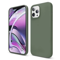 Husa iPhone 12/12 Pro Casey Studios Premium Soft Silicone - Gri Inchis Webster Green 